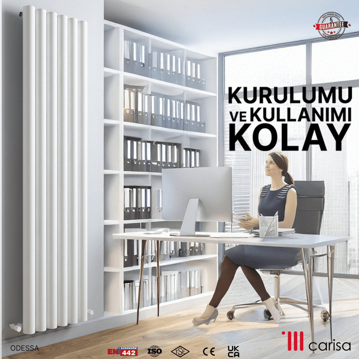 Carisa Odessa Dikey Alüminyum Radyatör Modern Tasarım Beyaz - carisa