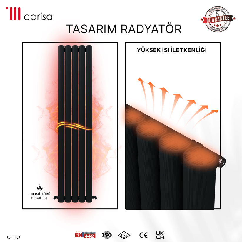 Carisa Otto Dikey Alüminyum Radyatör Modern Tasarım Siyah - carisa