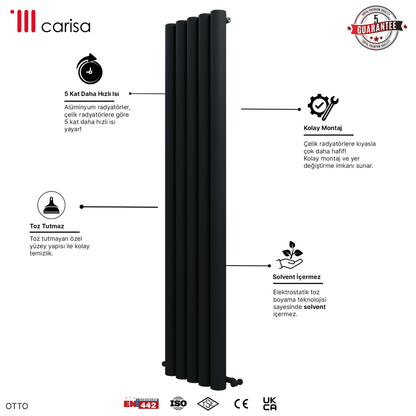 Carisa Otto Dikey Alüminyum Radyatör Modern Tasarım Siyah - carisa