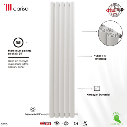 Carisa Otto Dikey Alüminyum Radyatör Modern Tasarım Beyaz - carisa