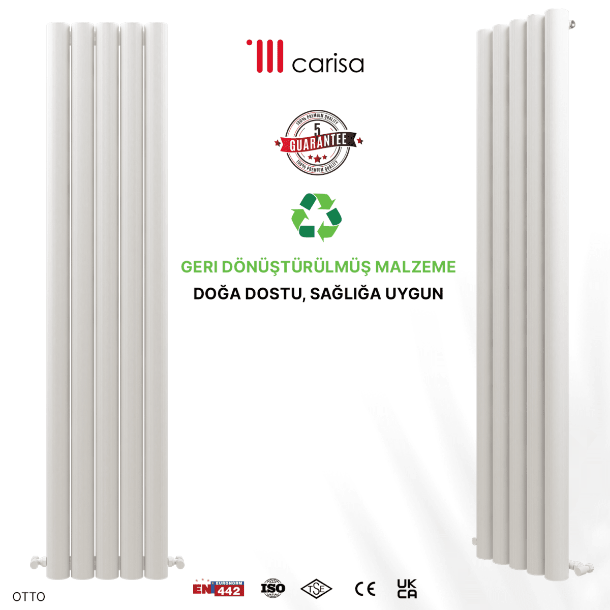 Carisa Otto Dikey Alüminyum Radyatör Modern Tasarım Beyaz - carisa