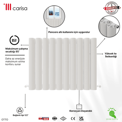 Carisa Otto Yatay Alüminyum Radyatör Modern Tasarım Beyaz - carisa