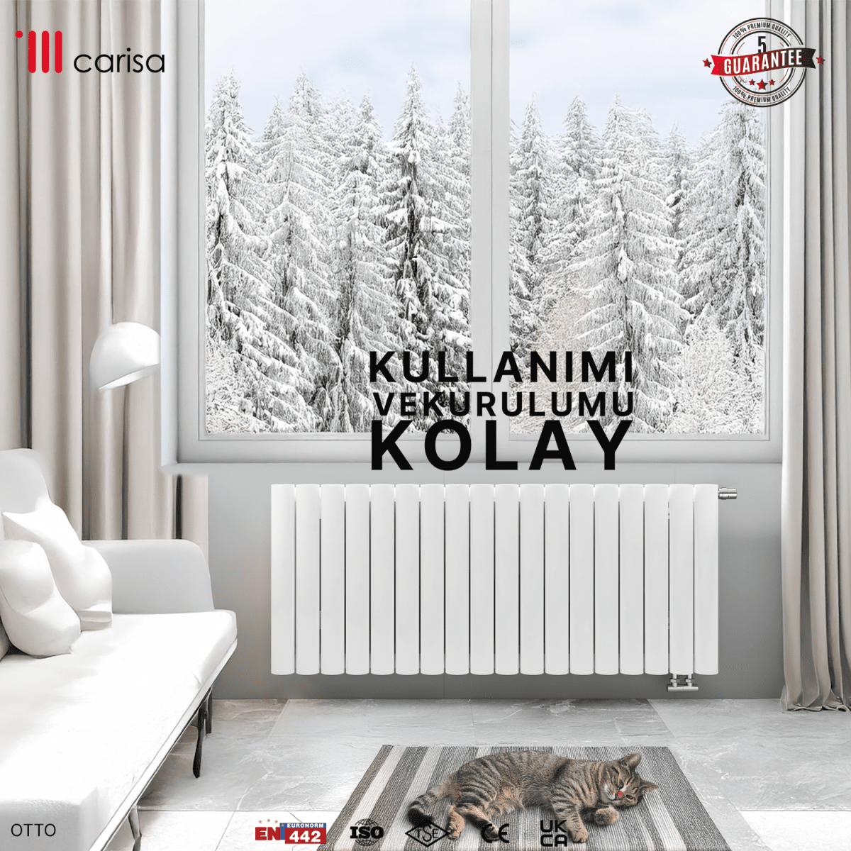 Carisa Otto Yatay Alüminyum Radyatör Modern Tasarım Beyaz - carisa