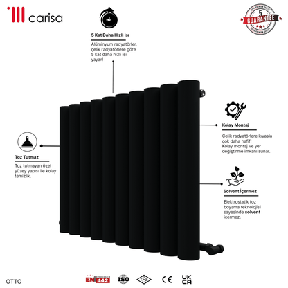 Carisa Otto Yatay Alüminyum Radyatör Modern Tasarım Siyah - carisa