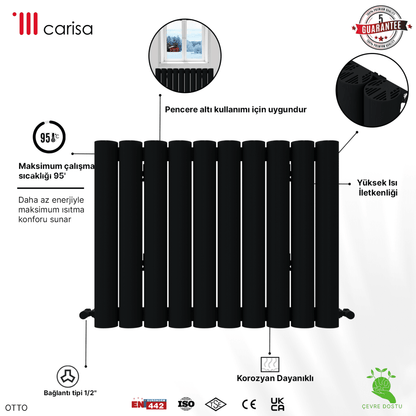 Carisa Otto Yatay Alüminyum Radyatör Modern Tasarım Siyah - carisa