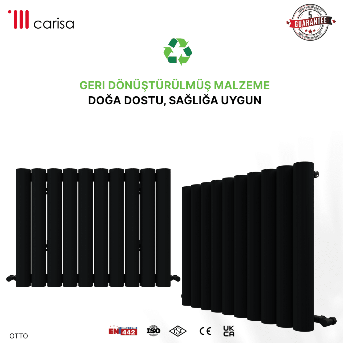 Carisa Otto Yatay Alüminyum Radyatör Modern Tasarım Siyah - carisa