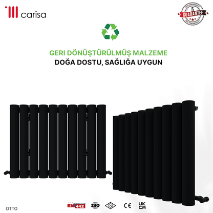 Carisa Otto Yatay Alüminyum Radyatör Modern Tasarım Siyah - carisa