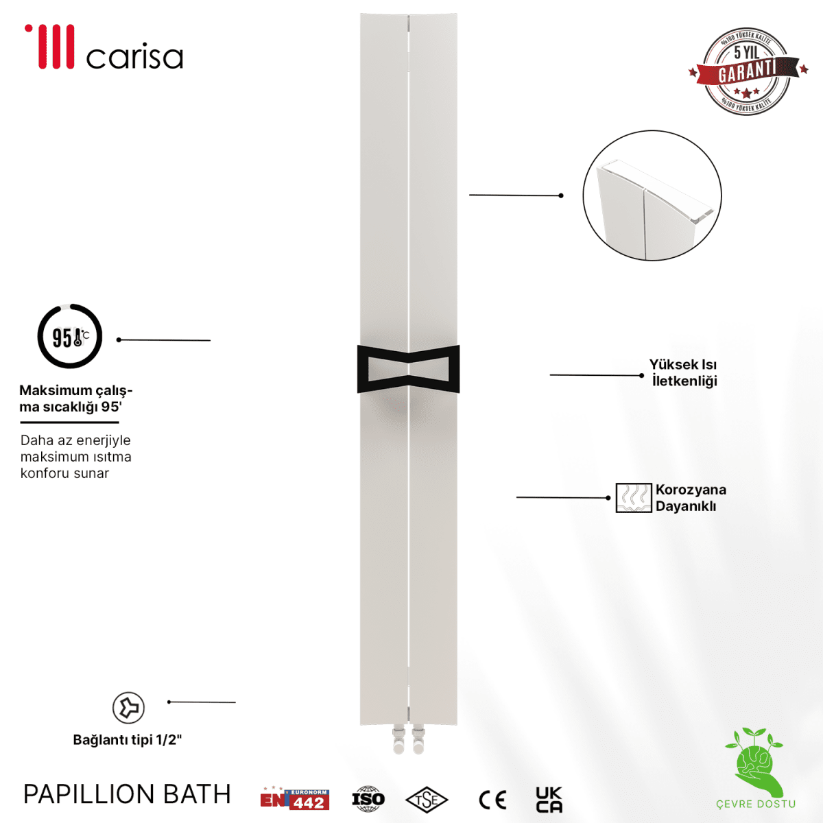 Carisa Papillion Bath Alüminyum Havlupan Modern Tasarım Beyaz - carisa