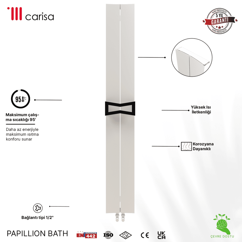 Carisa Papillion Bath Alüminyum Havlupan Modern Tasarım Beyaz - carisa