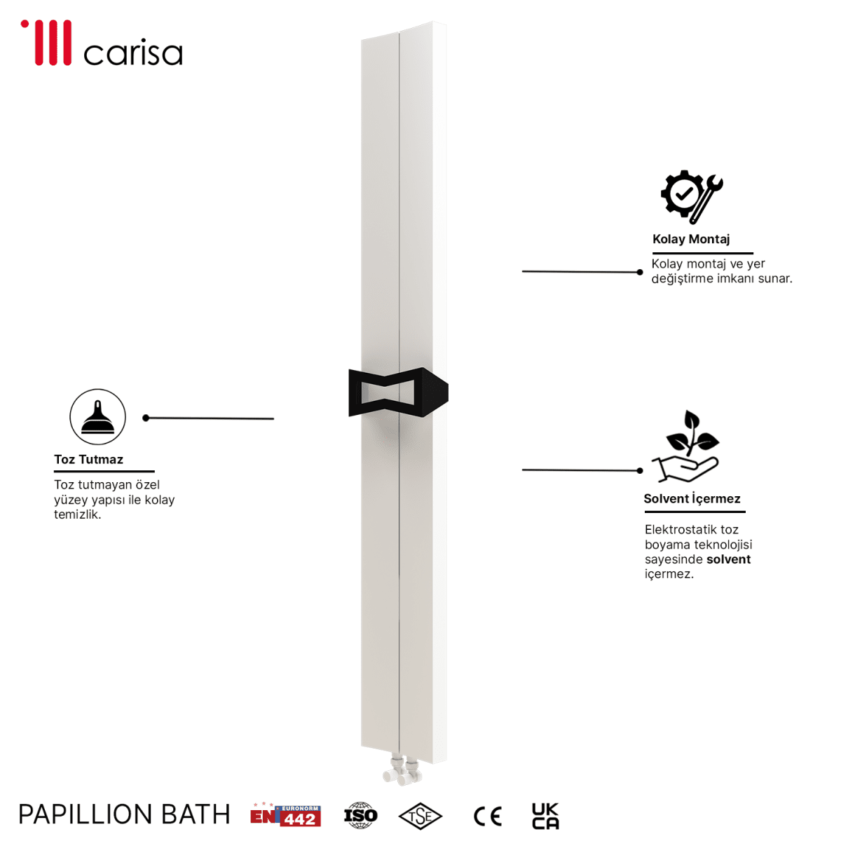 Carisa Papillion Bath Alüminyum Havlupan Modern Tasarım Beyaz - carisa