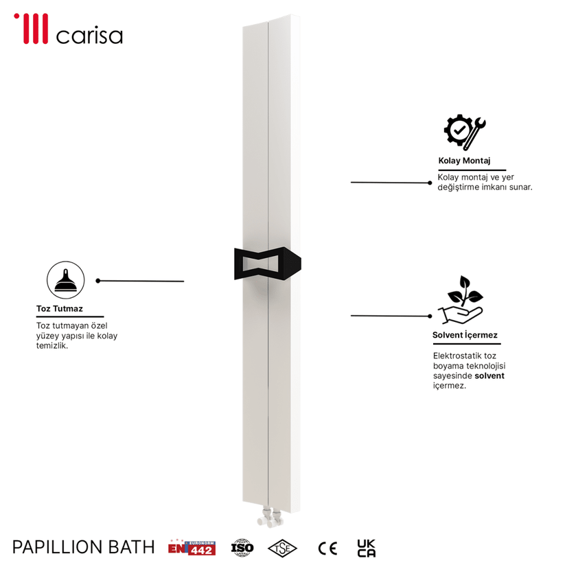 Carisa Papillion Bath Alüminyum Havlupan Modern Tasarım Beyaz - carisa