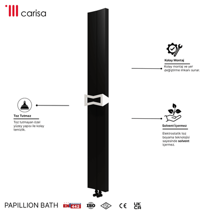 Carisa Papillion Bath Alüminyum Havlupan Modern Tasarım Siyah - carisa