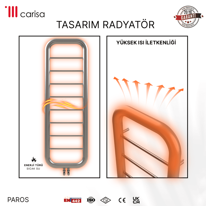 Carisa Paros Paslanmaz Çelik Havlupan Modern Tasarım Satine - carisa