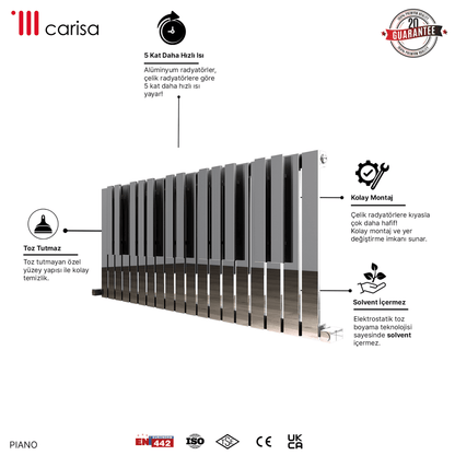 Carisa Piano Yatay Paslanmaz Çelik Radyatör Modern Tasarım Ayna Polisaj - carisa