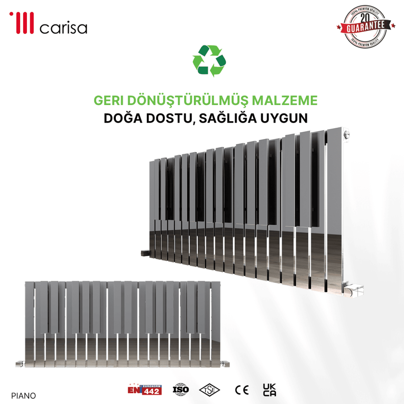 Carisa Piano Yatay Paslanmaz Çelik Radyatör Modern Tasarım Ayna Polisaj - carisa