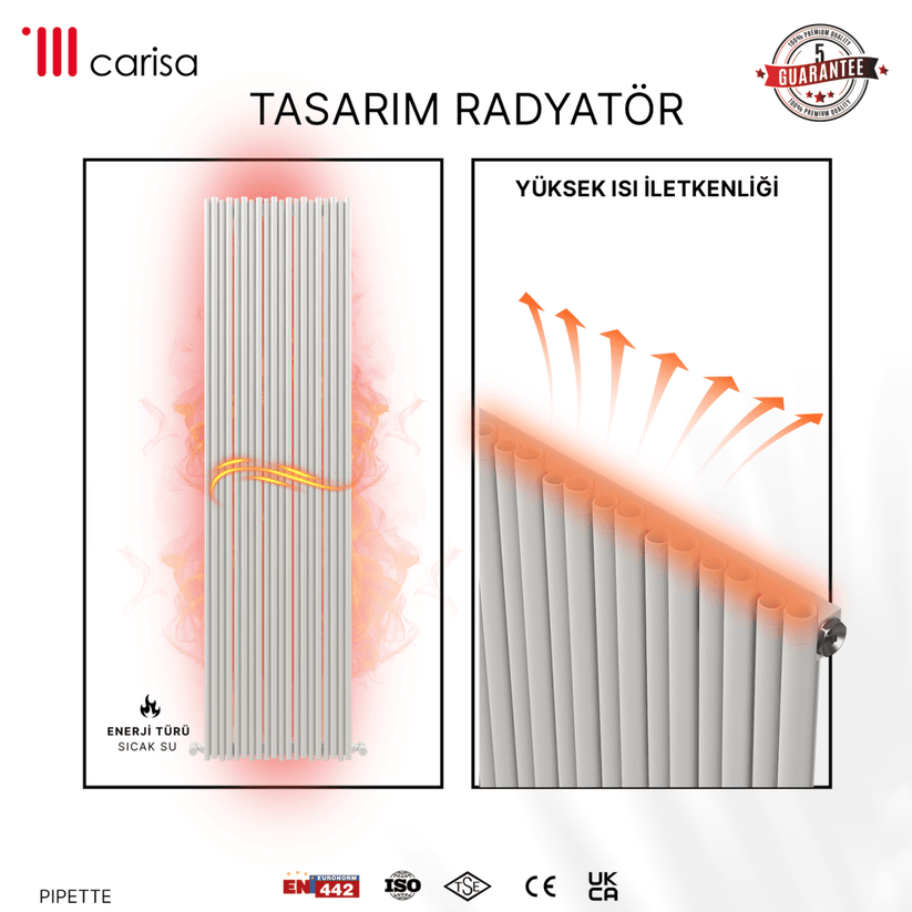 Carisa Pipette Dikey Alüminyum Radyatör Modern Tasarım Beyaz - carisa