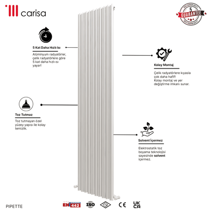 Carisa Pipette Dikey Alüminyum Radyatör Modern Tasarım Beyaz - carisa
