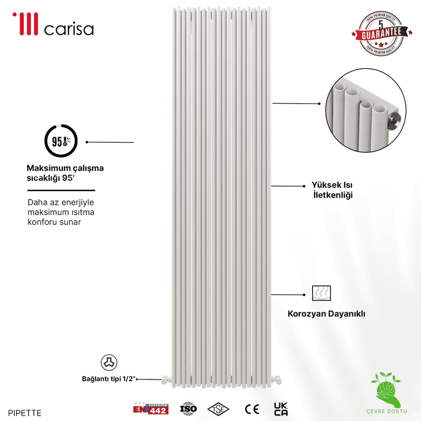 Carisa Pipette Dikey Alüminyum Radyatör Modern Tasarım Beyaz - carisa