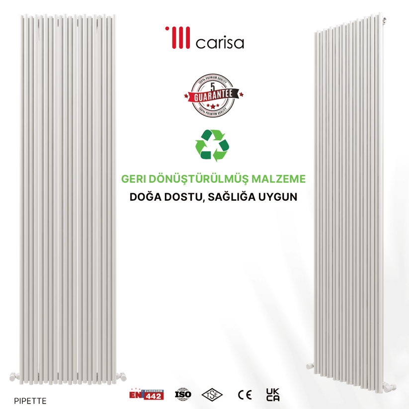 Carisa Pipette Dikey Alüminyum Radyatör Modern Tasarım Beyaz - carisa