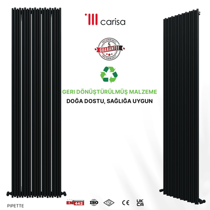 Carisa Pipette Dikey Alüminyum Radyatör Modern Tasarım Siyah - carisa