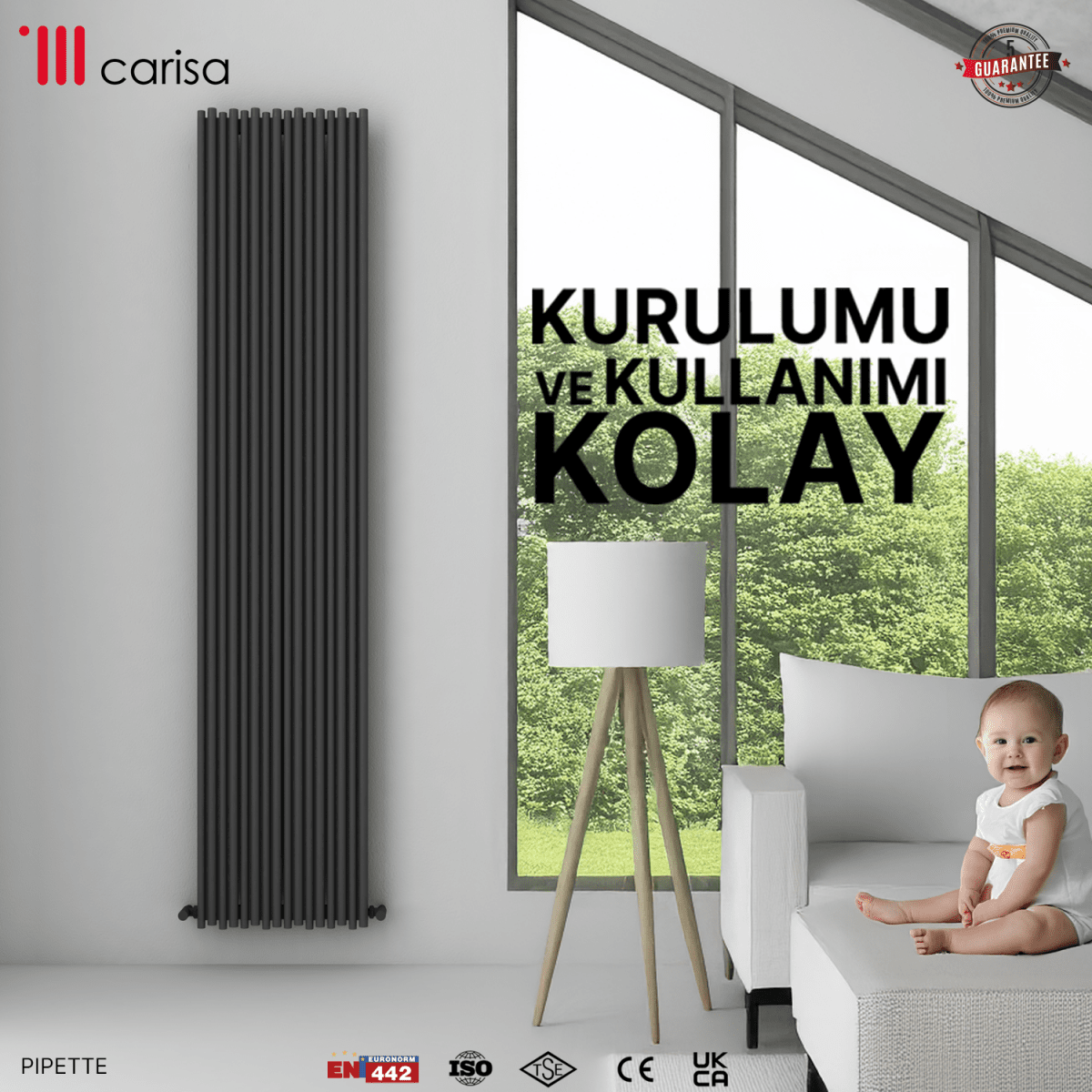 Carisa Pipette Dikey Alüminyum Radyatör Modern Tasarım Siyah - carisa