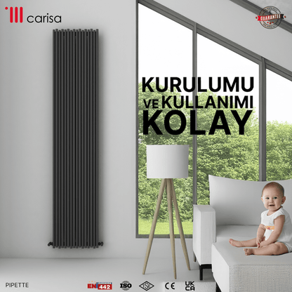 Carisa Pipette Dikey Alüminyum Radyatör Modern Tasarım Siyah - carisa