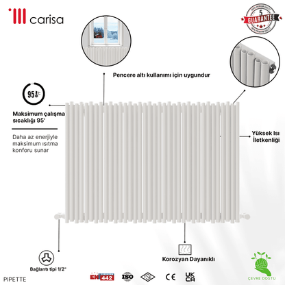 Carisa Pipette Yatay Alüminyum Radyatör Modern Tasarım Beyaz - carisa