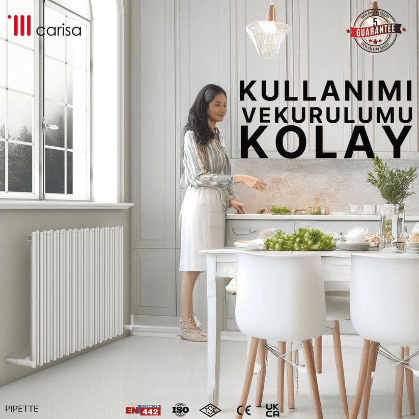 Carisa Pipette Yatay Alüminyum Radyatör Modern Tasarım Beyaz - carisa