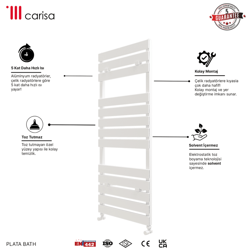 Carisa Plata Bath Alüminyum Havlupan Modern Tasarım Beyaz - carisa