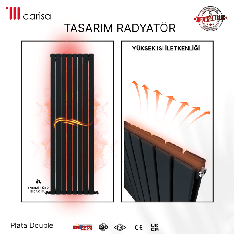 Carisa Plata Dikey Alüminyum Radyatör Modern Tasarım Antrasit - carisa