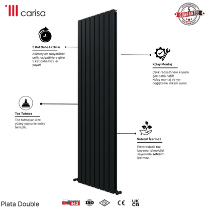 Carisa Plata Dikey Alüminyum Radyatör Modern Tasarım Antrasit - carisa