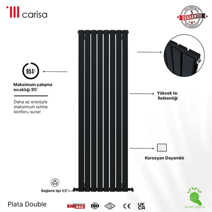 Carisa Plata Dikey Alüminyum Radyatör Modern Tasarım Antrasit - carisa