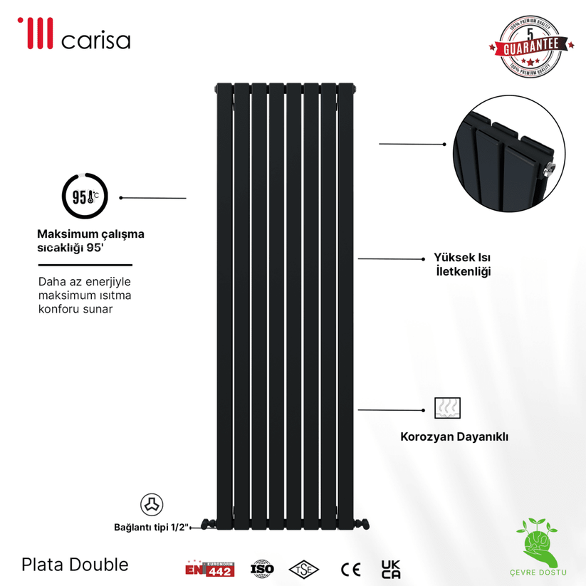 Carisa Plata Dikey Alüminyum Radyatör Modern Tasarım Antrasit - carisa