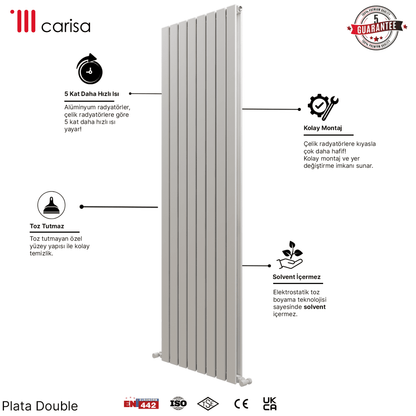 Carisa Plata Dikey Alüminyum Radyatör Modern Tasarım Beyaz - carisa