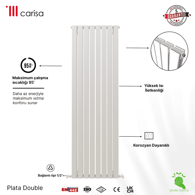 Carisa Plata Dikey Alüminyum Radyatör Modern Tasarım Beyaz - carisa