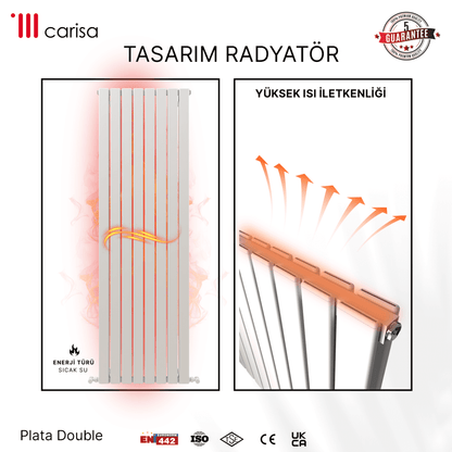 Carisa Plata Dikey Alüminyum Radyatör Modern Tasarım Beyaz - carisa