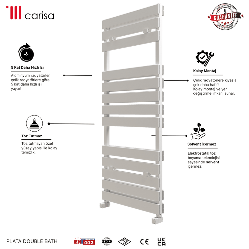 Carisa Plata Double Bath Alüminyum Havlupan Modern Tasarım Beyaz - carisa