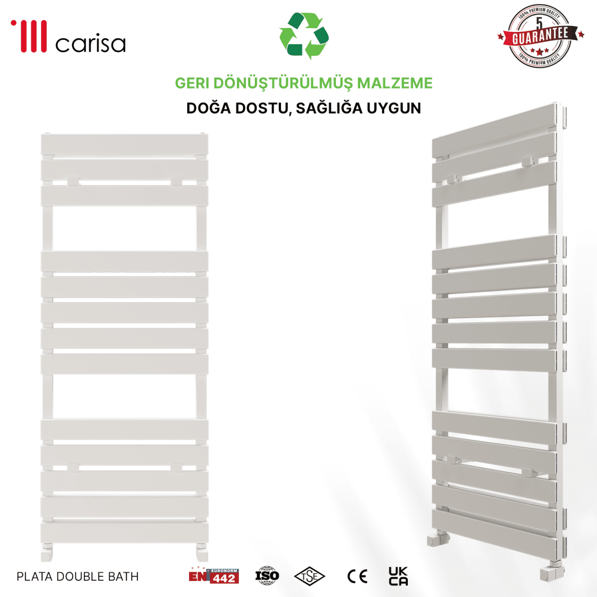 Carisa Plata Double Bath Alüminyum Havlupan Modern Tasarım Beyaz - carisa