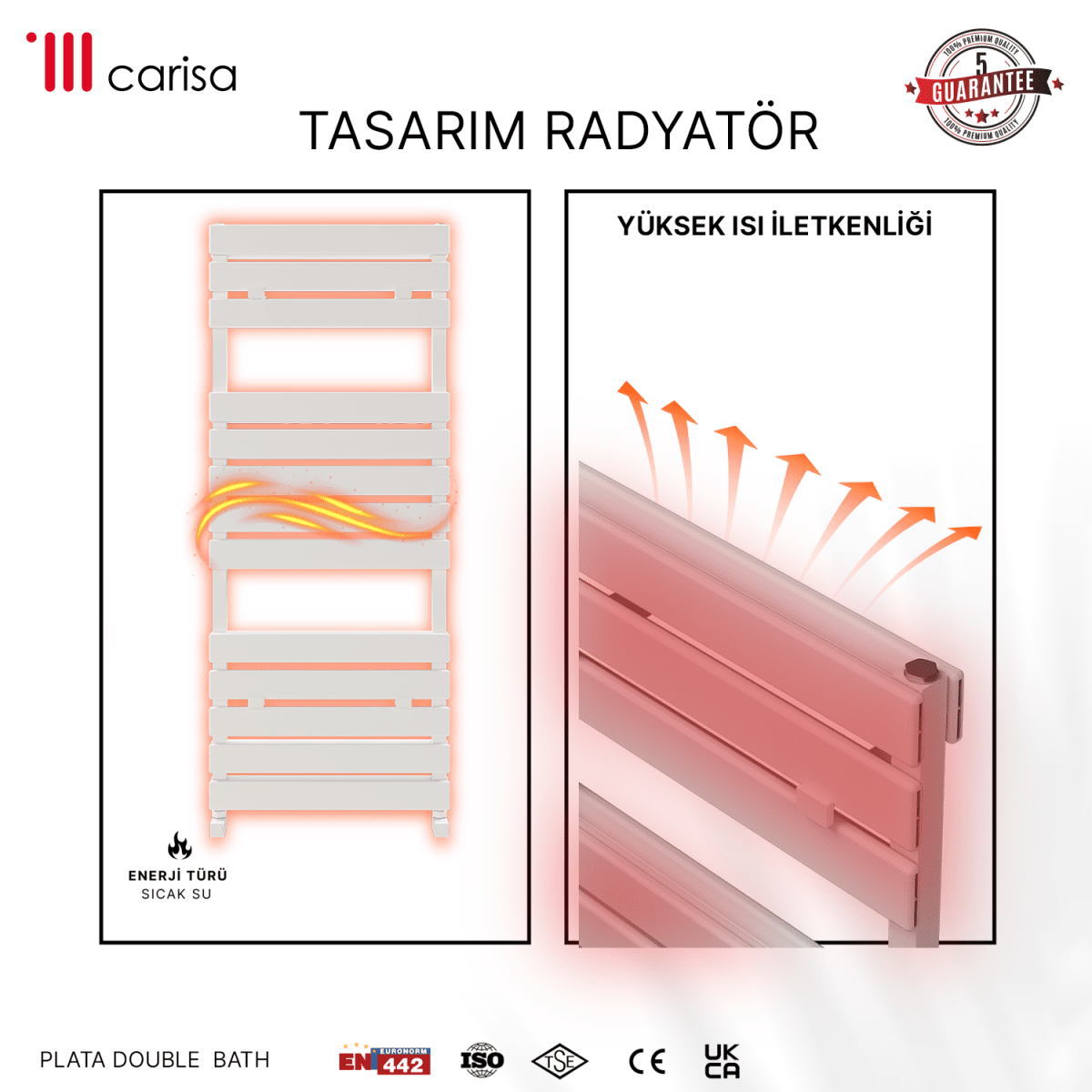 Carisa Plata Double Bath Alüminyum Havlupan Modern Tasarım Beyaz - carisa