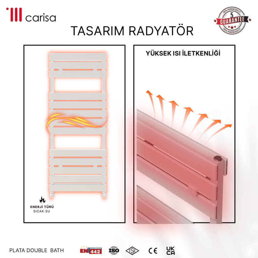 Carisa Plata Double Bath Alüminyum Havlupan Modern Tasarım Beyaz - carisa