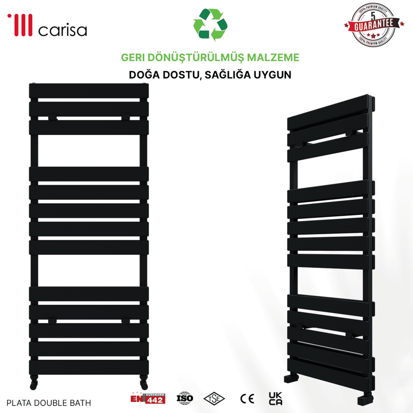 Carisa Plata Double Bath Alüminyum Havlupan Modern Tasarım Siyah - carisa