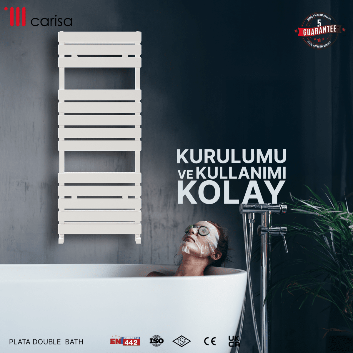 Carisa Plata Double Bath Alüminyum Havlupan Modern Tasarım Siyah - carisa