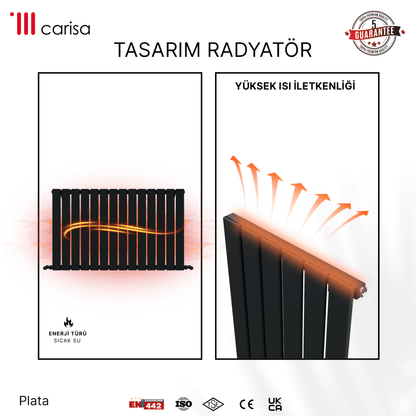 Carisa Plata Yatay Alüminyum Radyatör Modern Tasarım Antrasit - carisa