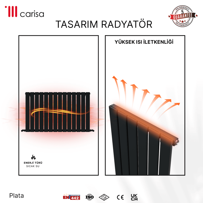 Carisa Plata Yatay Alüminyum Radyatör Modern Tasarım Antrasit - carisa