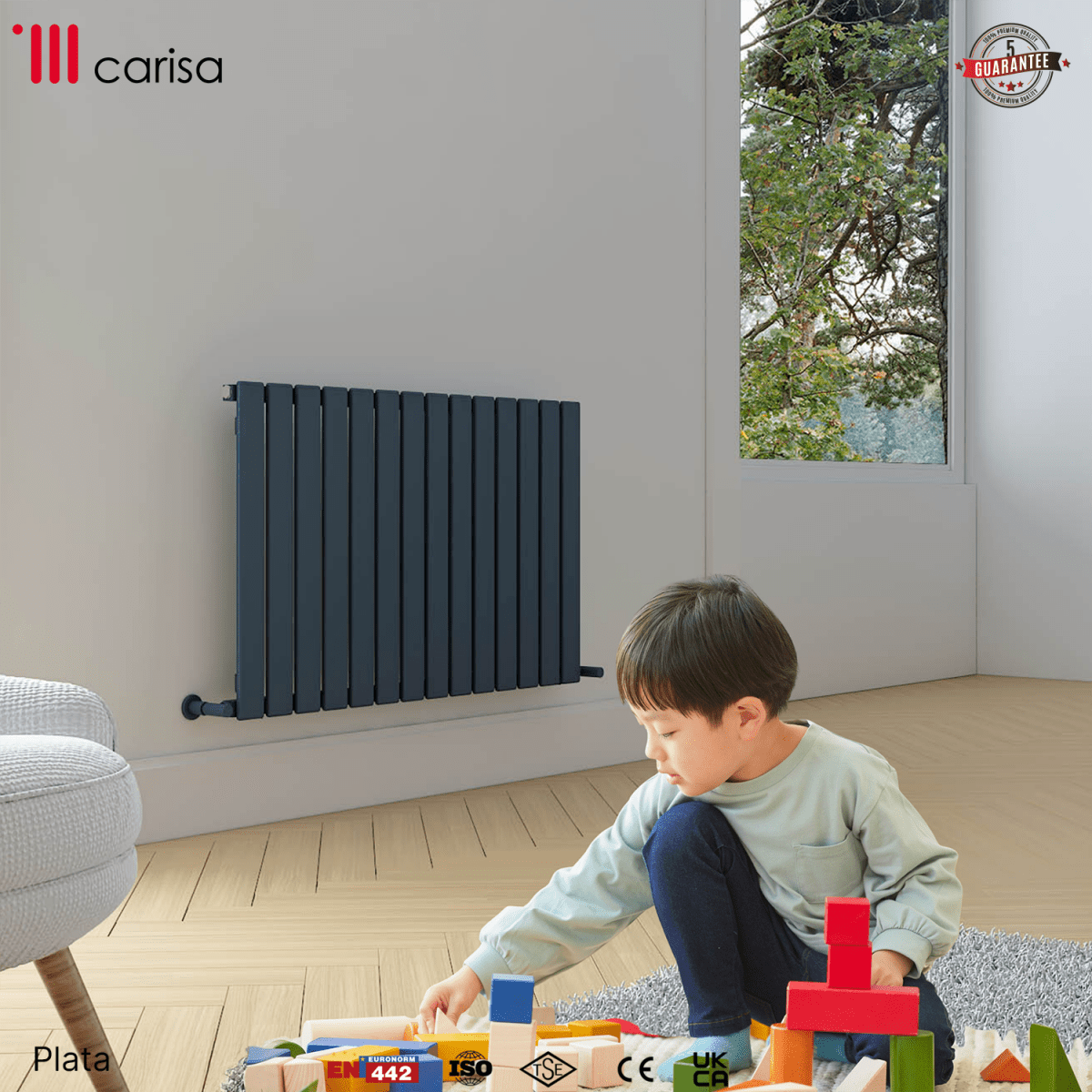 Carisa Plata Yatay Alüminyum Radyatör Modern Tasarım Antrasit - carisa