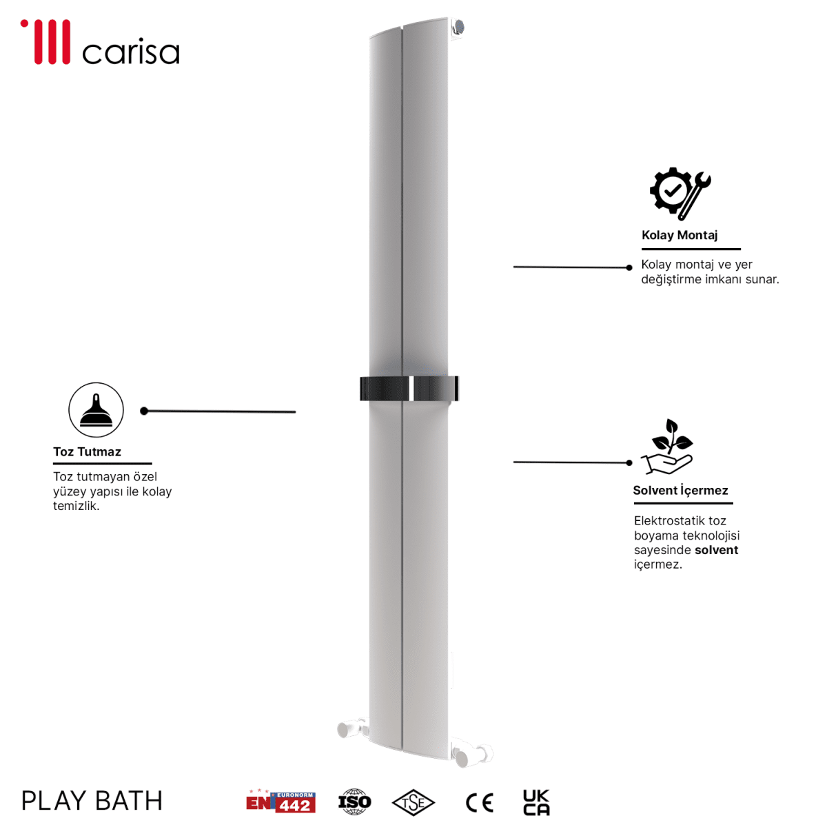 Carisa Play Bath Alüminyum Havlupan Modern Tasarım Beyaz - carisa