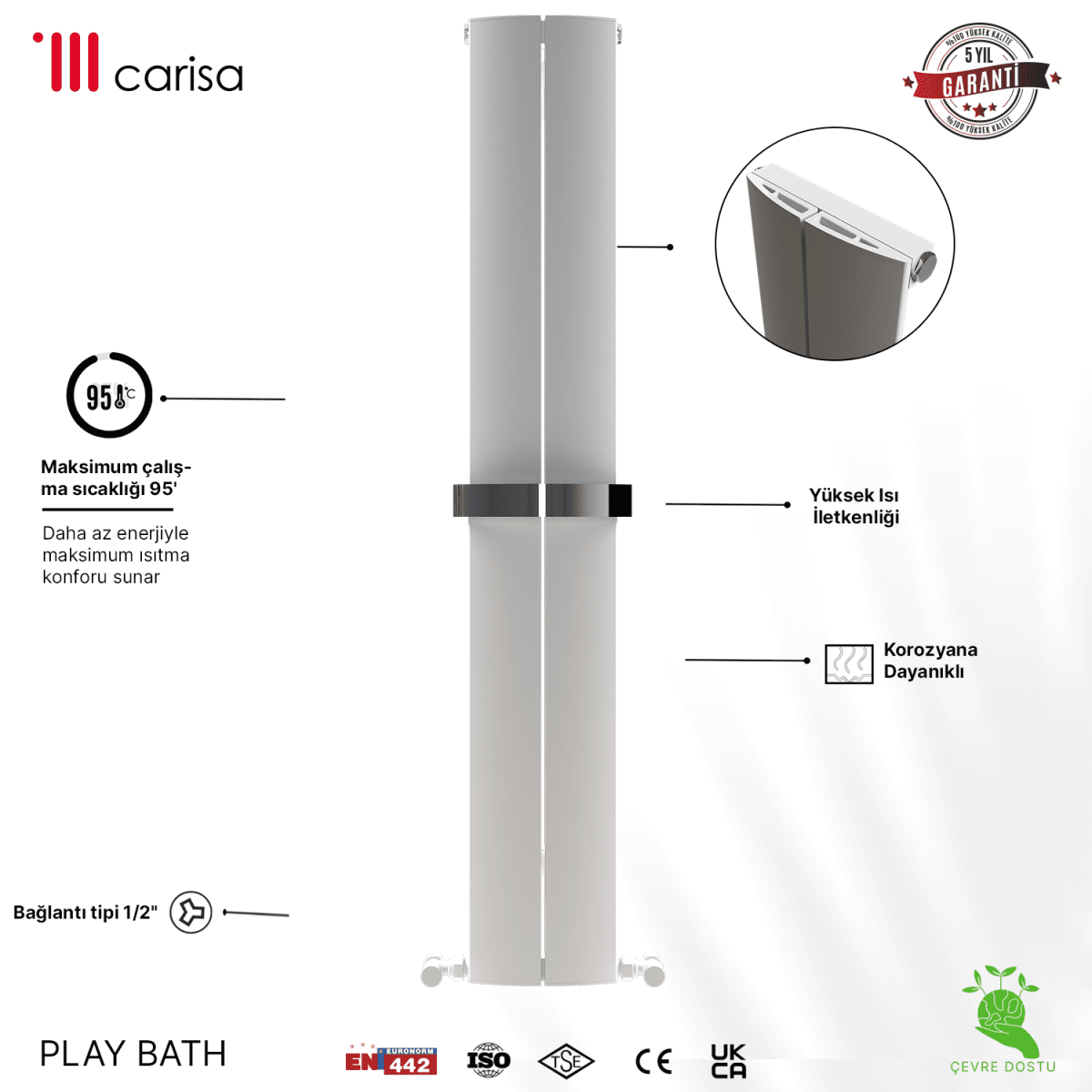 Carisa Play Bath Alüminyum Havlupan Modern Tasarım Beyaz - carisa