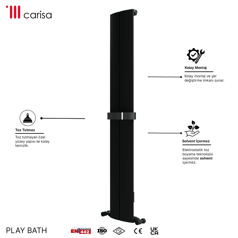 Carisa Play Bath Alüminyum Havlupan Modern Tasarım Siyah - carisa