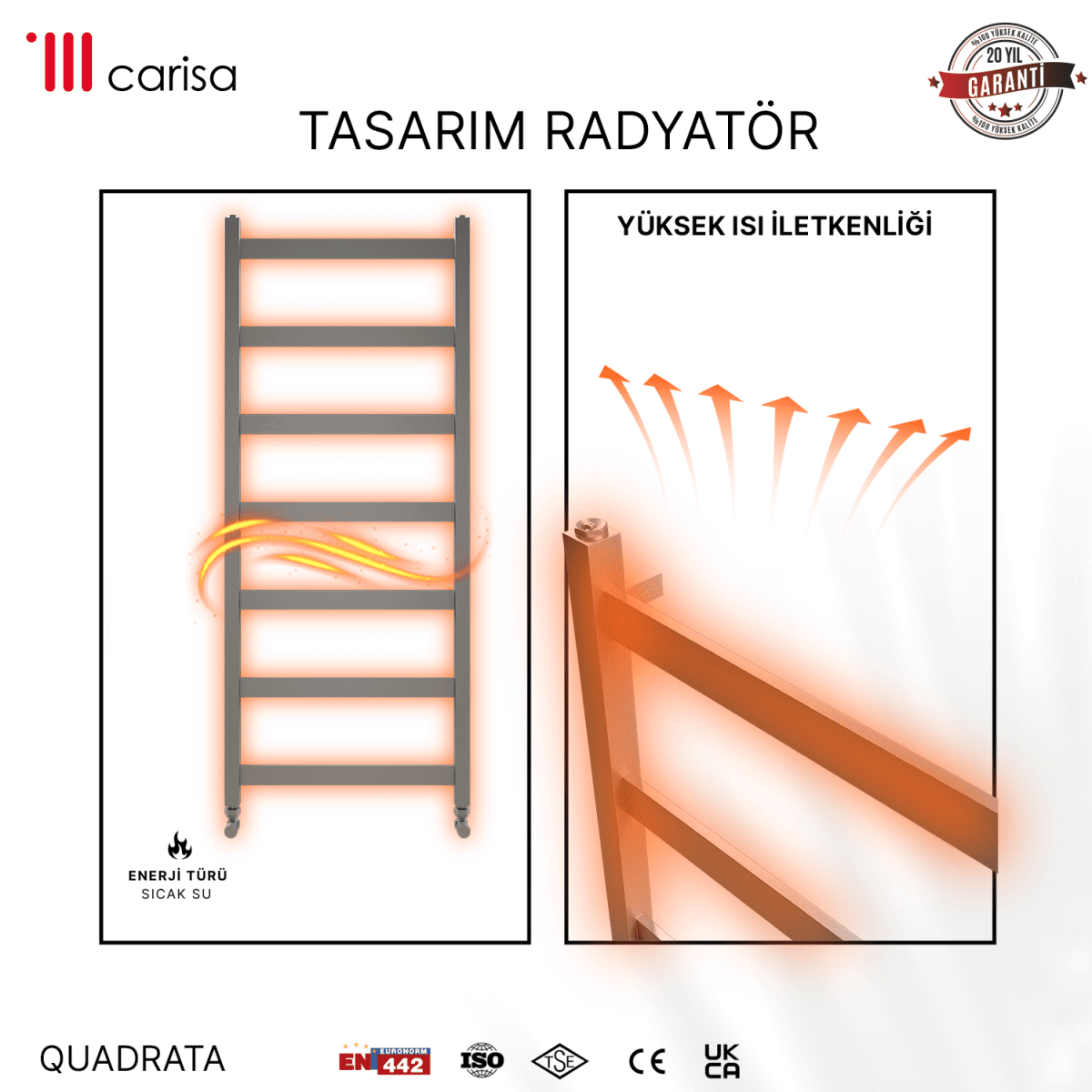 Carisa Quadrata Paslanmaz Çelik Havlupan Modern Tasarım Ayna Polisaj - carisa