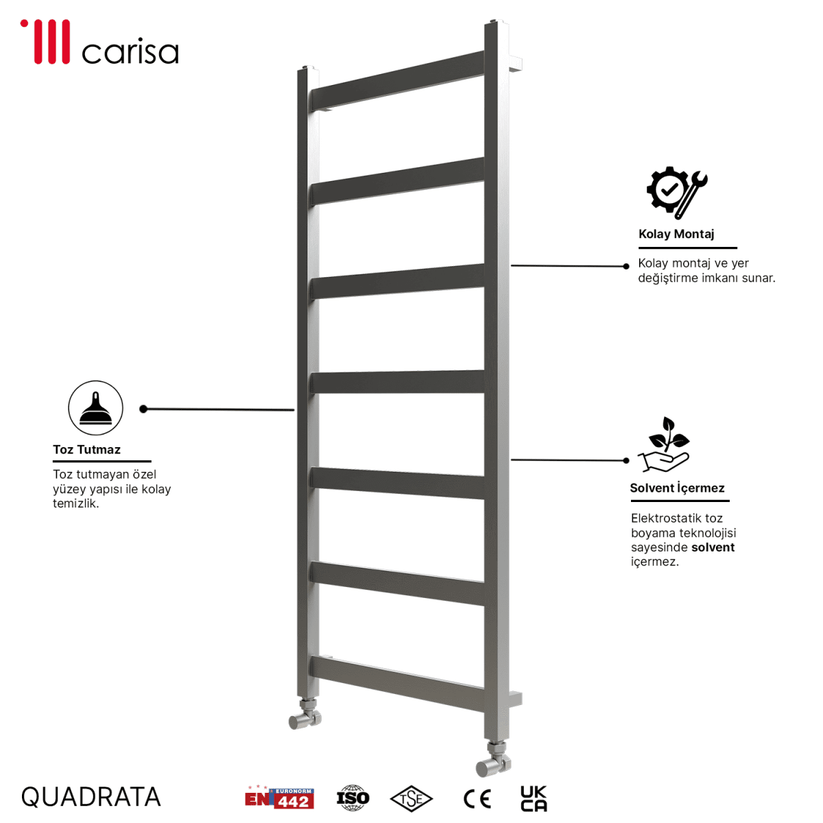 Carisa Quadrata Paslanmaz Çelik Havlupan Modern Tasarım Ayna Polisaj - carisa